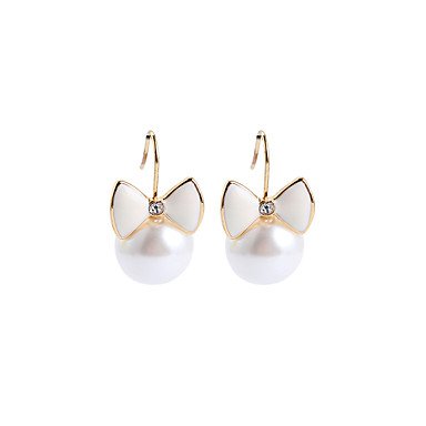 Women pearl earrings, pearl white bow basic birthday gift